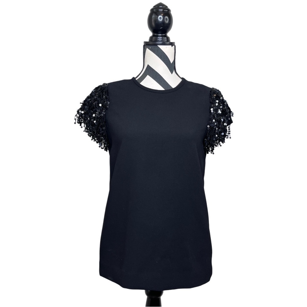 Kate Spade Sequin Sleeves Cocktail Party Sz 0 Evening Blouse